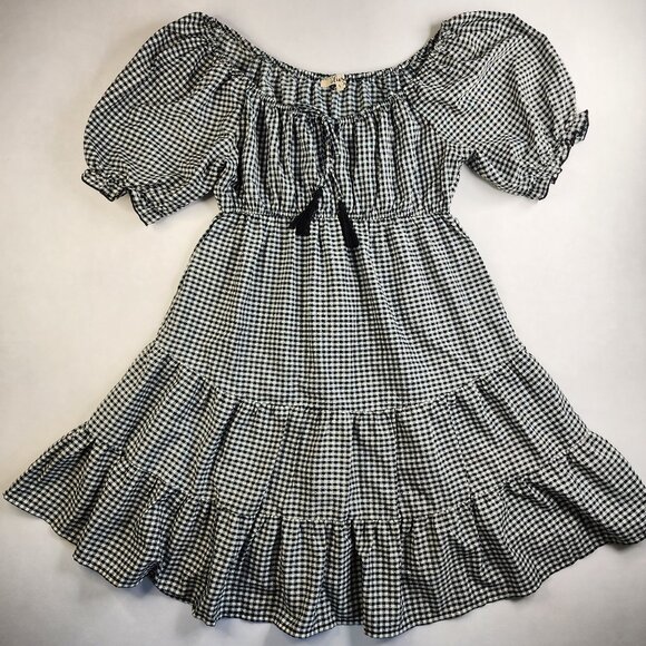 A Hint Of Blush Dresses & Skirts - Hint of Blush Womans Small Black White Checkered Dress Size Puff Sleeve Gingham